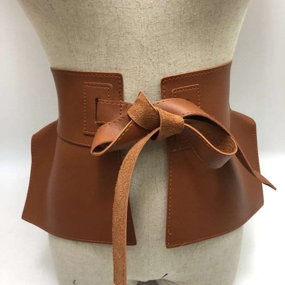 Bow Wide Belts PU Waistband Women Peplum Belt Waist Belt 