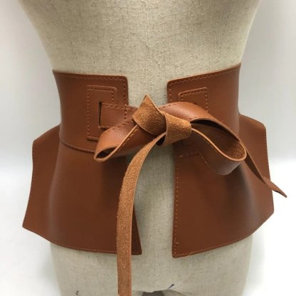 Bow Wide Belts PU Waistband Women Peplum Belt Waist Belt 