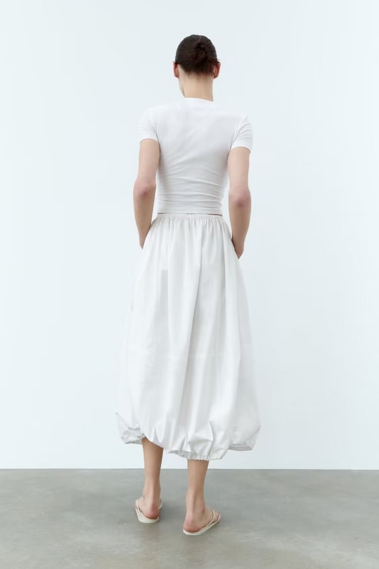 Women Fashion Stoppers Midi Skirt Woman High Street Elastic Mid Waist Adjustable Hem Female Chic Skirt-chiquechics
