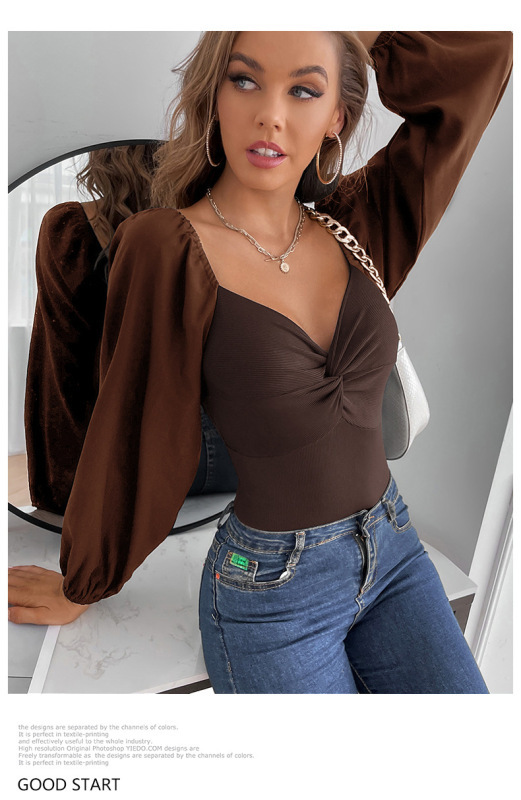 Women's Kink V-Neck Long Sleeve Bodysuit-chiquechics