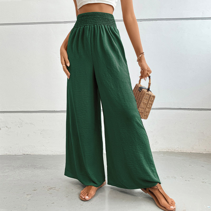 New casual solid color flared wide-leg pants-chiquechics