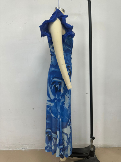 Slim Fit Sleeveless Three-Dimensional Flower Sexy Dress-chiquechics