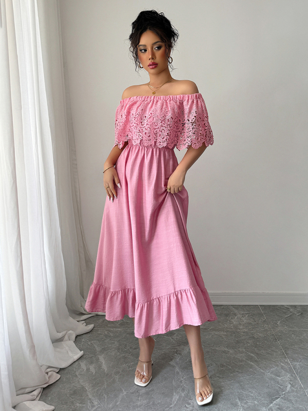 Elegant off-the-shoulder A-line maxi dress-chiquechics
