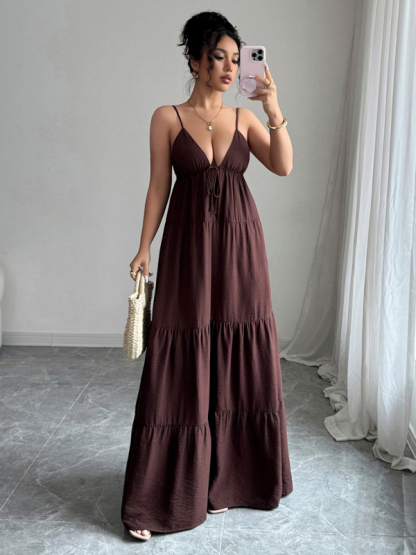 Elegant suspender maxi dress-chiquechics