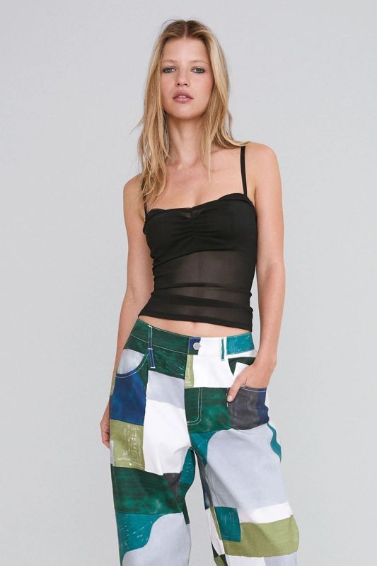 Camisole mesh printed tube top lace tube top Y2k hot girl top-chiquechics