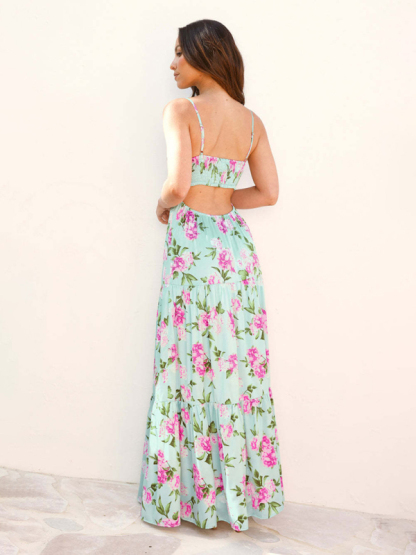 Sexy backless suspender bohemian seaside holiday dress-chiquechics