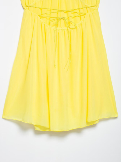 Sleeveless V-neck halter back short holiday dress-chiquechics