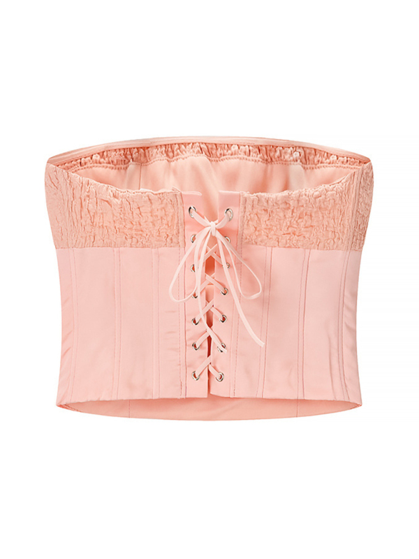 Bandeau Herringbone Top Mini Skirt Set-chiquechics
