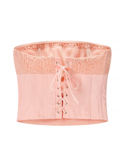 Bandeau Herringbone Top Mini Skirt Set-chiquechics