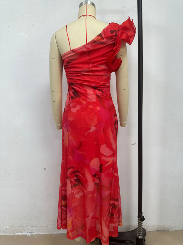 Slim Fit Sleeveless Three-Dimensional Flower Sexy Dress-chiquechics