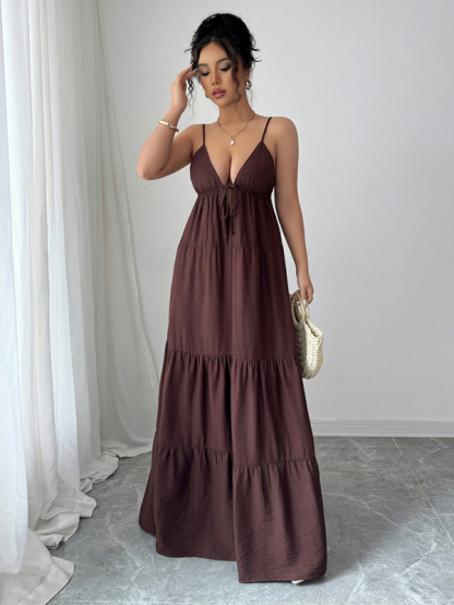 Elegant suspender maxi dress-chiquechics