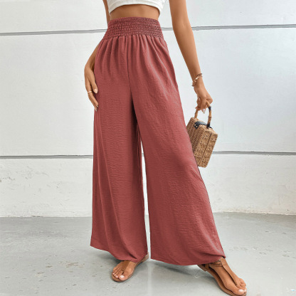 New casual solid color flared wide-leg pants-chiquechics