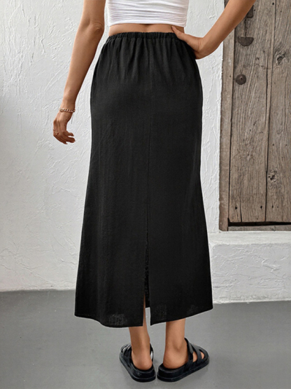 Women's casual solid color skirt-chiquechics