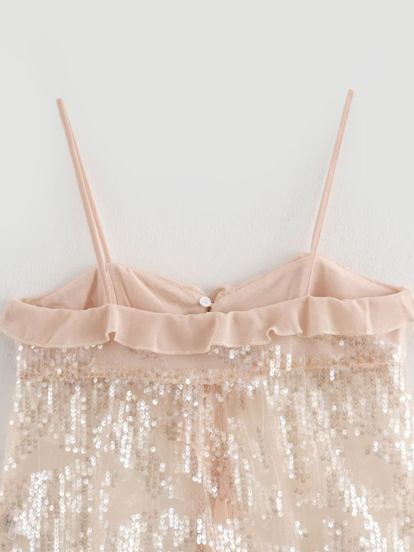Fashionable, simple and versatile casual sequined camisole top-chiquechics
