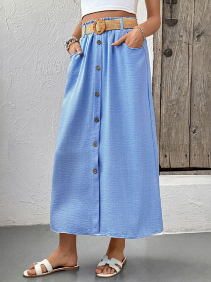 Women's Pocket Button Skirt (With Belt)-chiquechics
