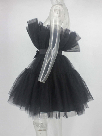 Tulle Bow Tulle Dress-chiquechics