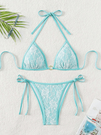 Backless Lace Bikini swimwear-chiquechics