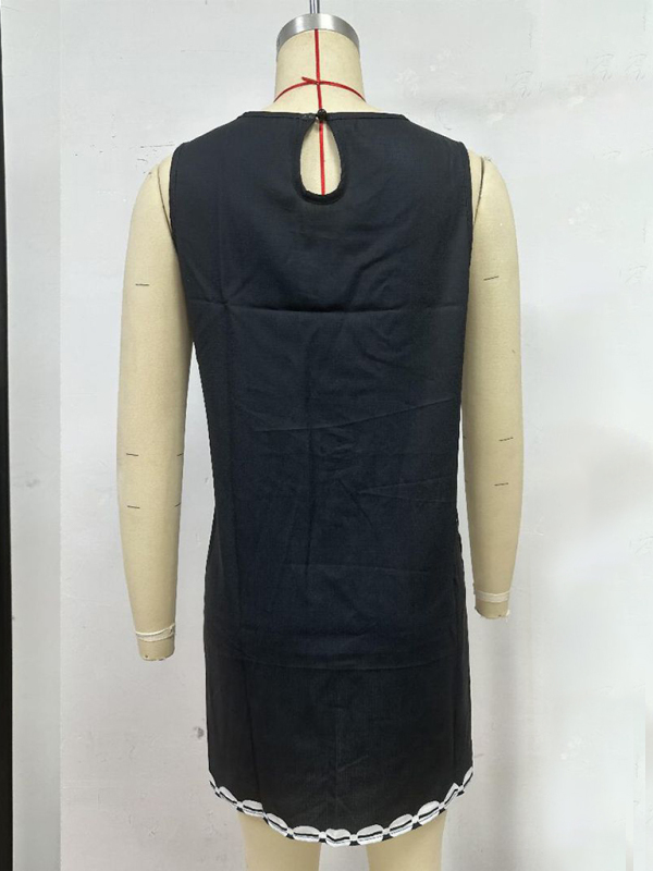 Round Neck Printed Casual Short Dress-chiquechics