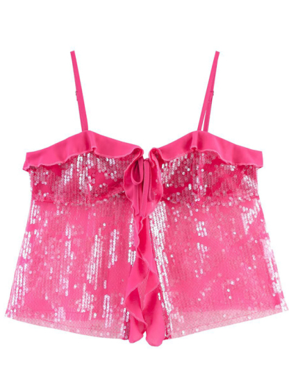 Fashionable, simple and versatile casual sequined camisole top-chiquechics