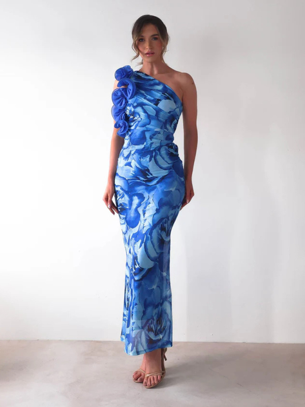 Slim Fit Sleeveless Three-Dimensional Flower Sexy Dress-chiquechics