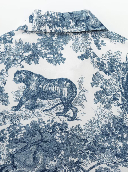 Printed Animal Shirt and Casual Pants Set-chiquechics
