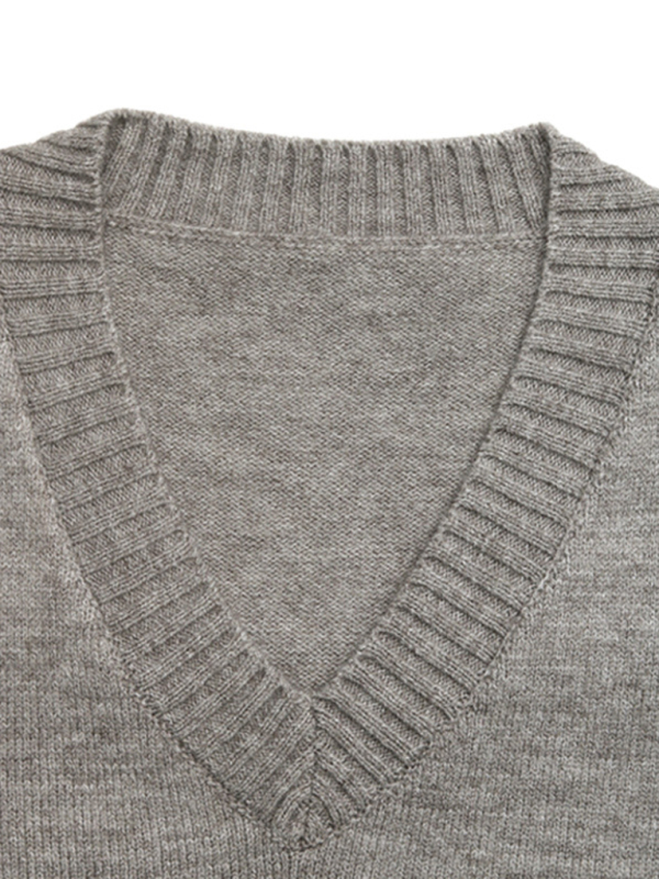 Casual V-neck short belly-exposed knitted sleeveless vest + short skirt two-piece set-chiquechics