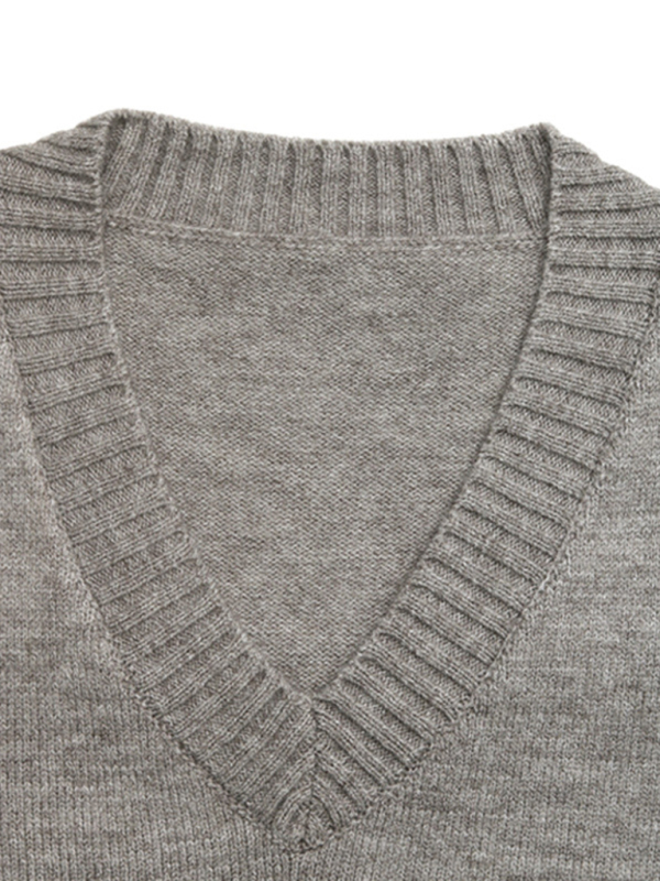 Casual V-neck short belly-exposed knitted sleeveless vest + short skirt two-piece set-chiquechics