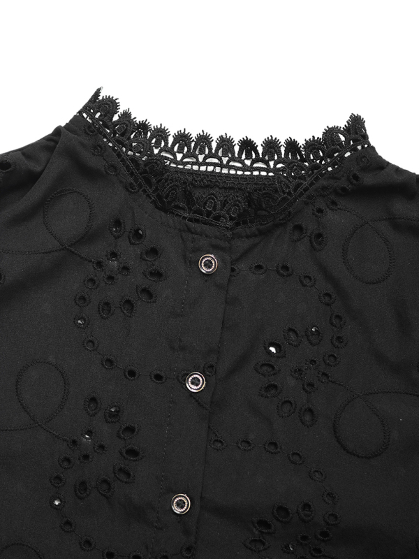 New solid color lace patchwork shirt top-chiquechics