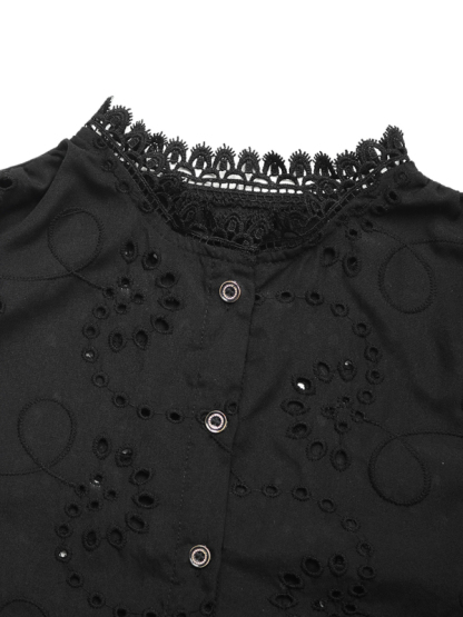 New solid color lace patchwork shirt top-chiquechics
