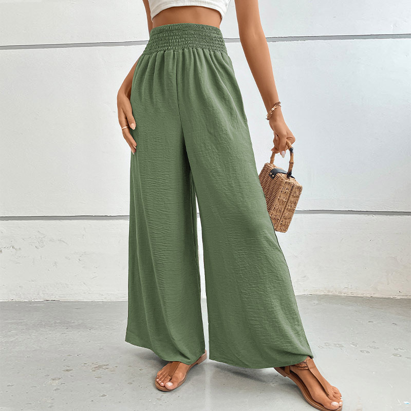 New casual solid color flared wide-leg pants-chiquechics