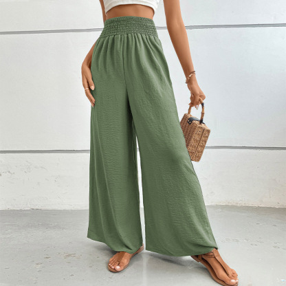 New casual solid color flared wide-leg pants-chiquechics