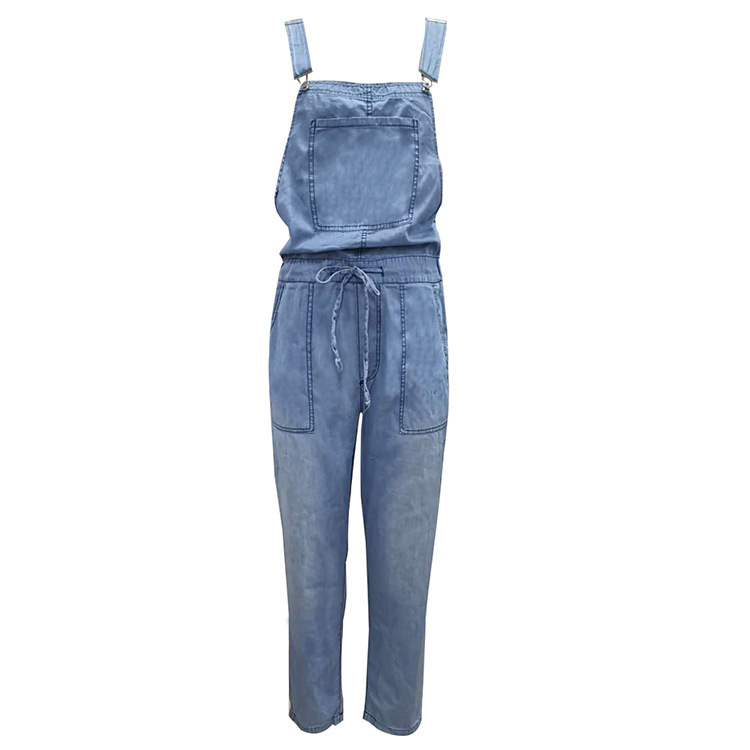Denim Jumpsuit Loose Fashion Elastic Mid Waist Jumpsuit Women's Pants-chiquechics