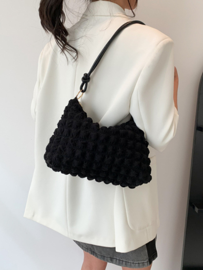New soft square underarm bag simple solid color handbag-chiquechics