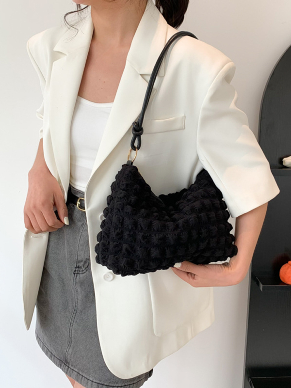 New soft square underarm bag simple solid color handbag-chiquechics