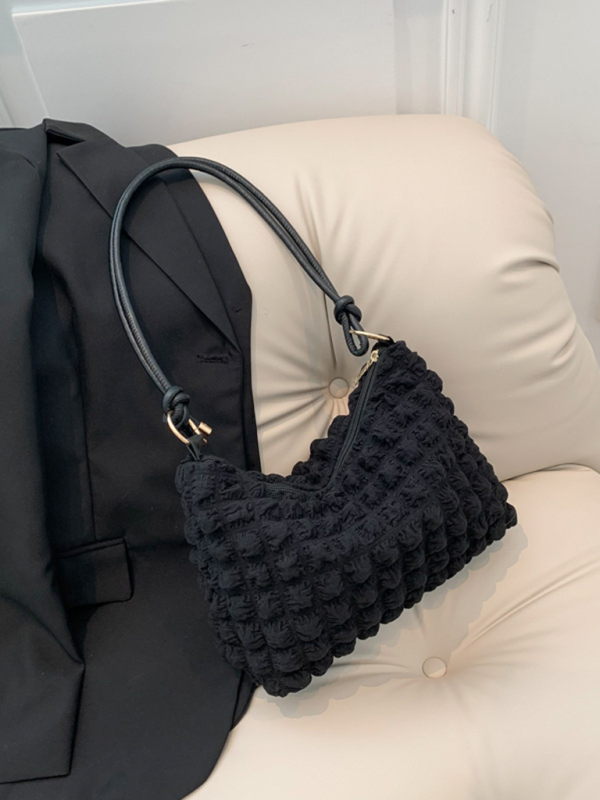 New soft square underarm bag simple solid color handbag-chiquechics
