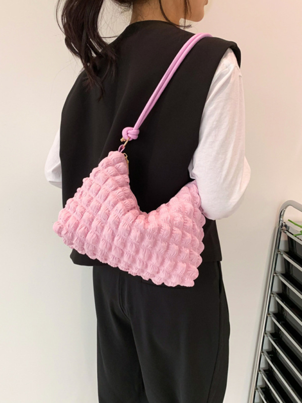 New soft square underarm bag simple solid color handbag-chiquechics