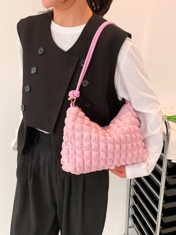 New soft square underarm bag simple solid color handbag-chiquechics