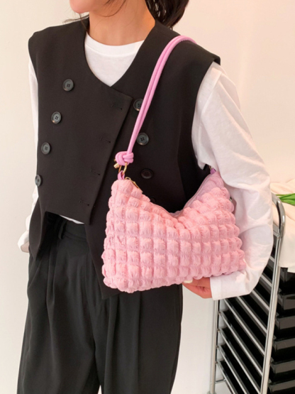 New soft square underarm bag simple solid color handbag-chiquechics