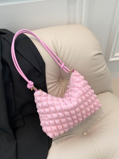 New soft square underarm bag simple solid color handbag-chiquechics