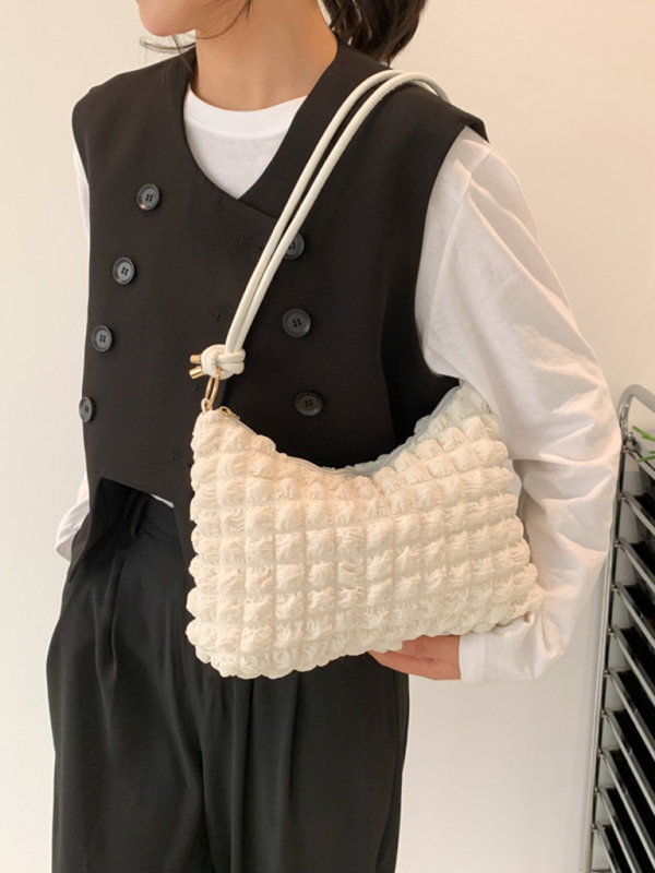 New soft square underarm bag simple solid color handbag-chiquechics
