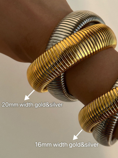 Plated Titanium Steel Vintage Double Stretch Gypsy Bracelet-chiquechics