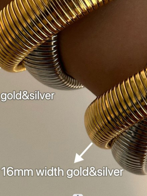 Plated Titanium Steel Vintage Double Stretch Gypsy Bracelet-chiquechics