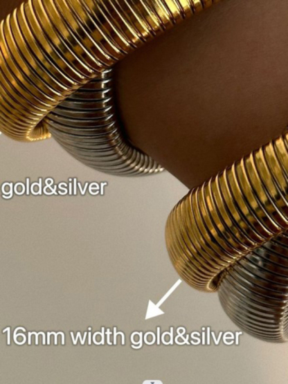 Plated Titanium Steel Vintage Double Stretch Gypsy Bracelet-chiquechics