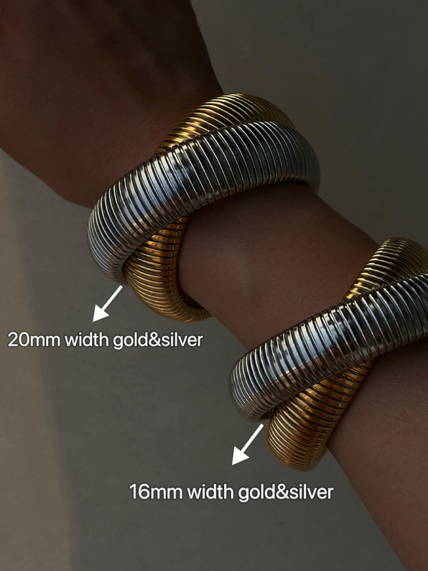 Plated Titanium Steel Vintage Double Stretch Gypsy Bracelet-chiquechics