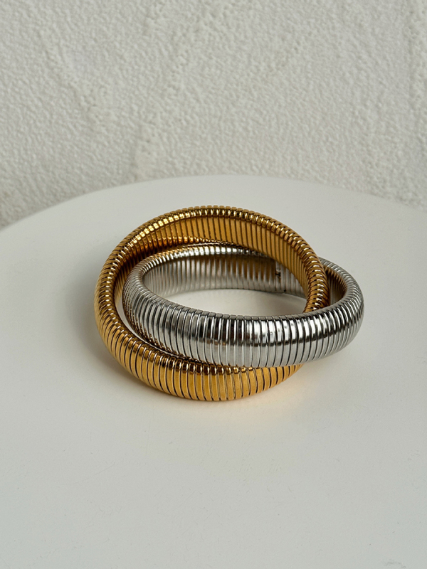 Plated Titanium Steel Vintage Double Stretch Gypsy Bracelet-chiquechics