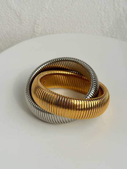 Plated Titanium Steel Vintage Double Stretch Gypsy Bracelet-chiquechics