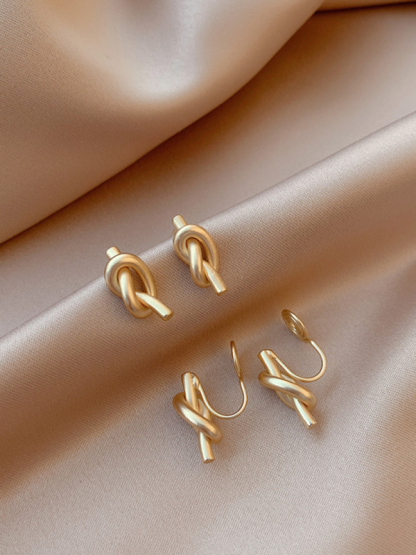 Knotted simple ins versatile retro earrings-chiquechics