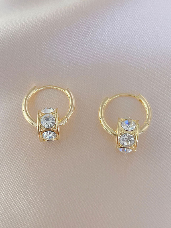 New simple and versatile diamond hoop earrings-chiquechics