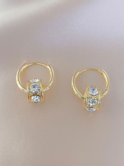 New simple and versatile diamond hoop earrings-chiquechics