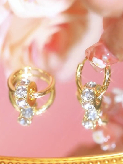 New simple and versatile diamond hoop earrings-chiquechics